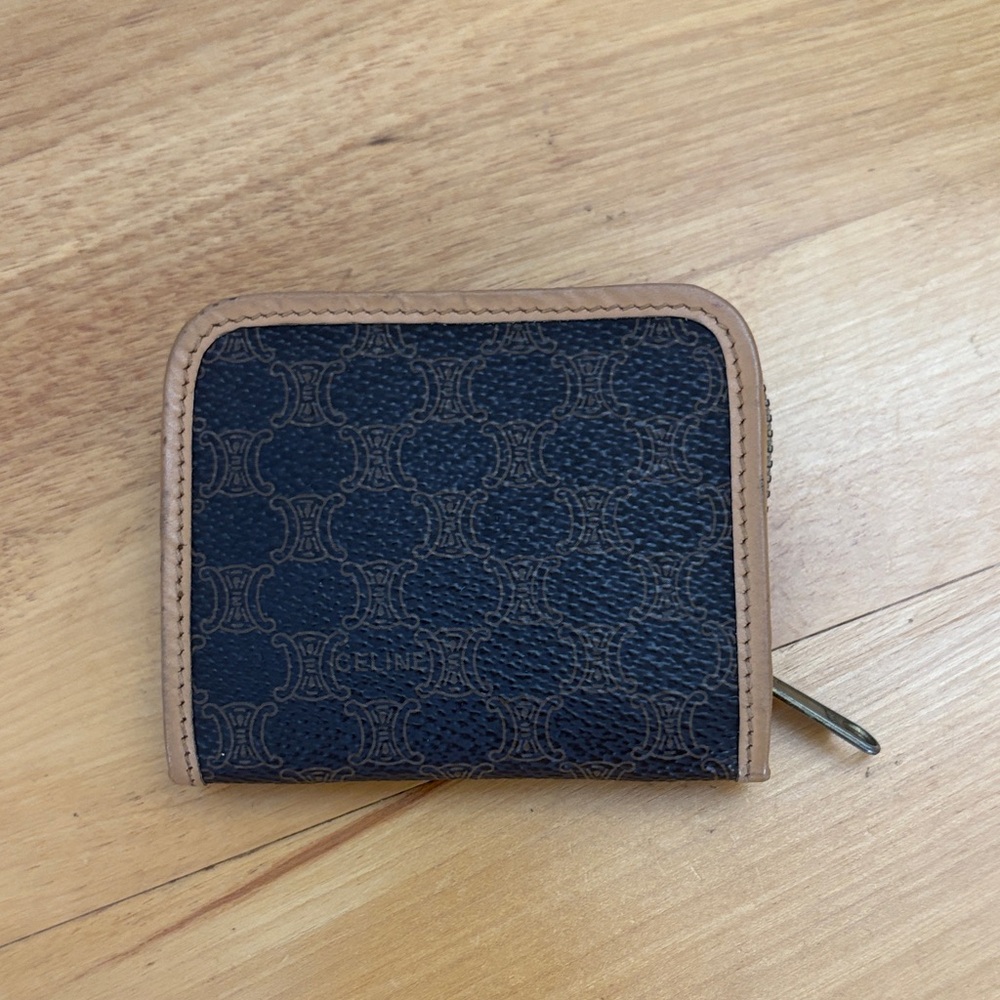 Celine Vintage Macadam Card Holder Coin Cash purse compact wallet VGUC